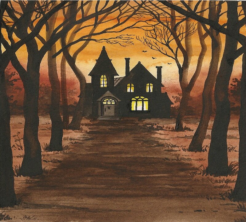 Haunted House in Forest — Brown, Creepy