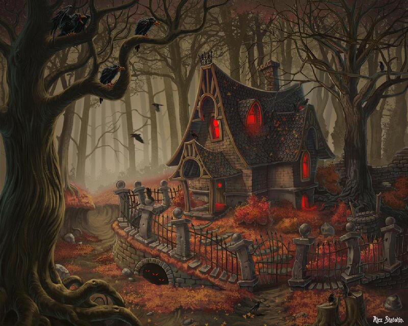 Haunted House in Forest — Brown, Eerie