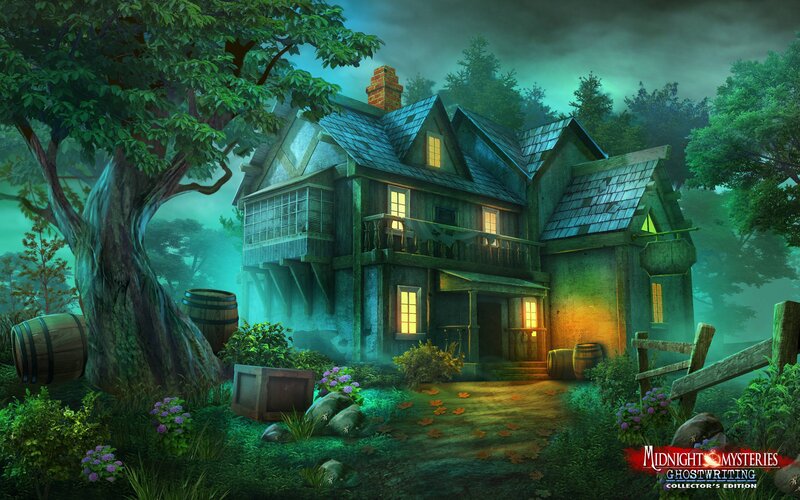 Haunted House in Forest — Green, Mysterious, Night