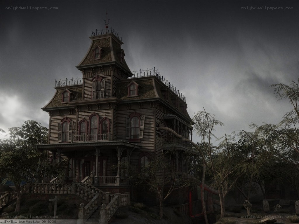 haunted house in storm