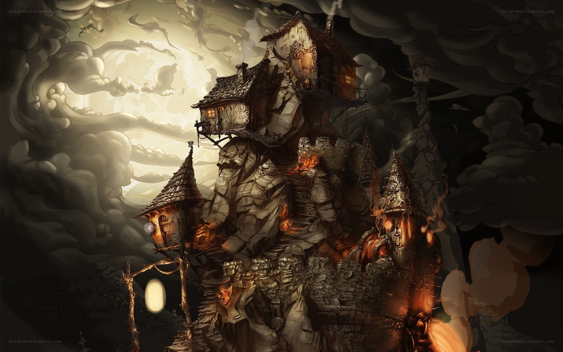 haunted house on a cliff