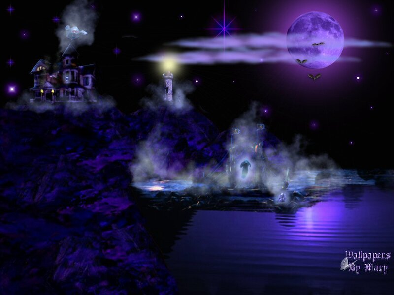 Haunted House on Cliff — Purple