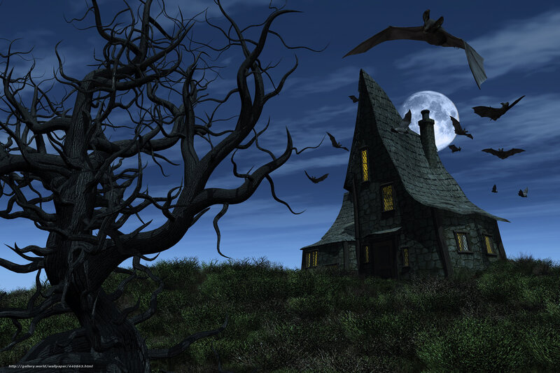 Haunted House on Hill — Blue, Dark, Night