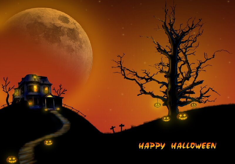 Haunted House on Hill — Orange, Spooky