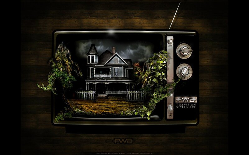 Haunted house on vintage TV