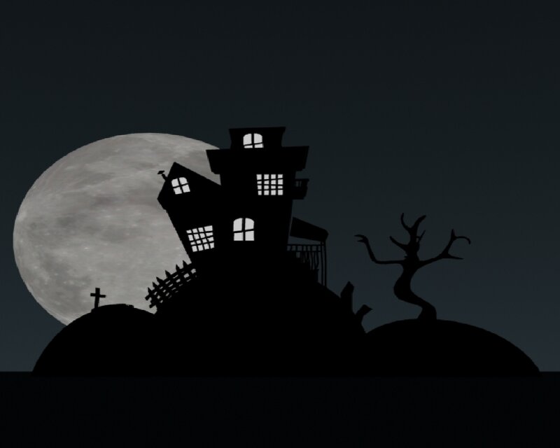 Haunted House Silhouette — Black