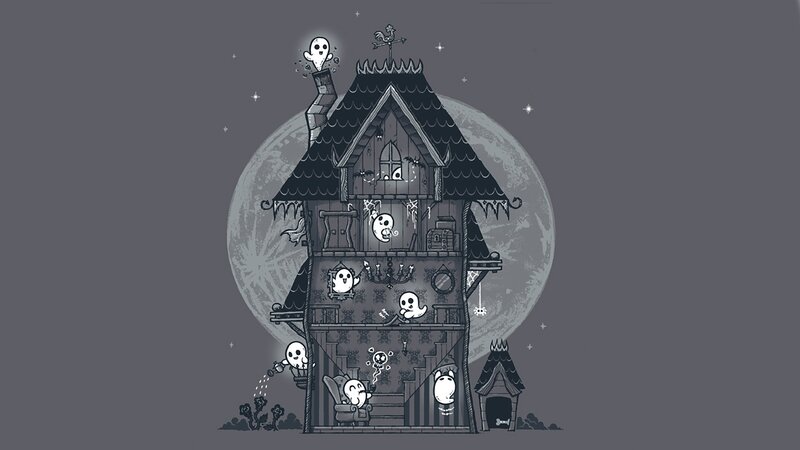 Haunted House with Ghosts — Gray, Creepy