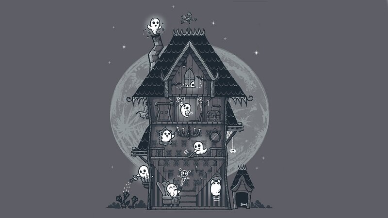 Haunted House with Ghosts — Gray