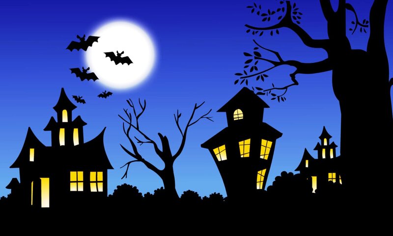 Haunted Houses at Night — Blue