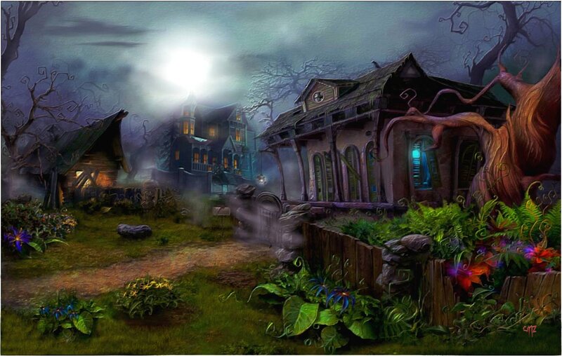Haunted Houses at Night — Green