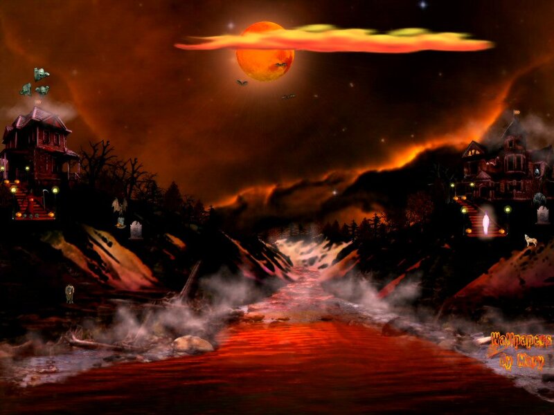 Haunted Houses at Night — Red