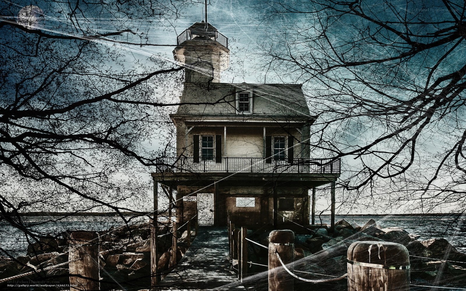haunted lighthouse at night