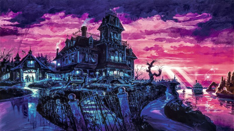 Haunted Mansion at Dusk — Purple