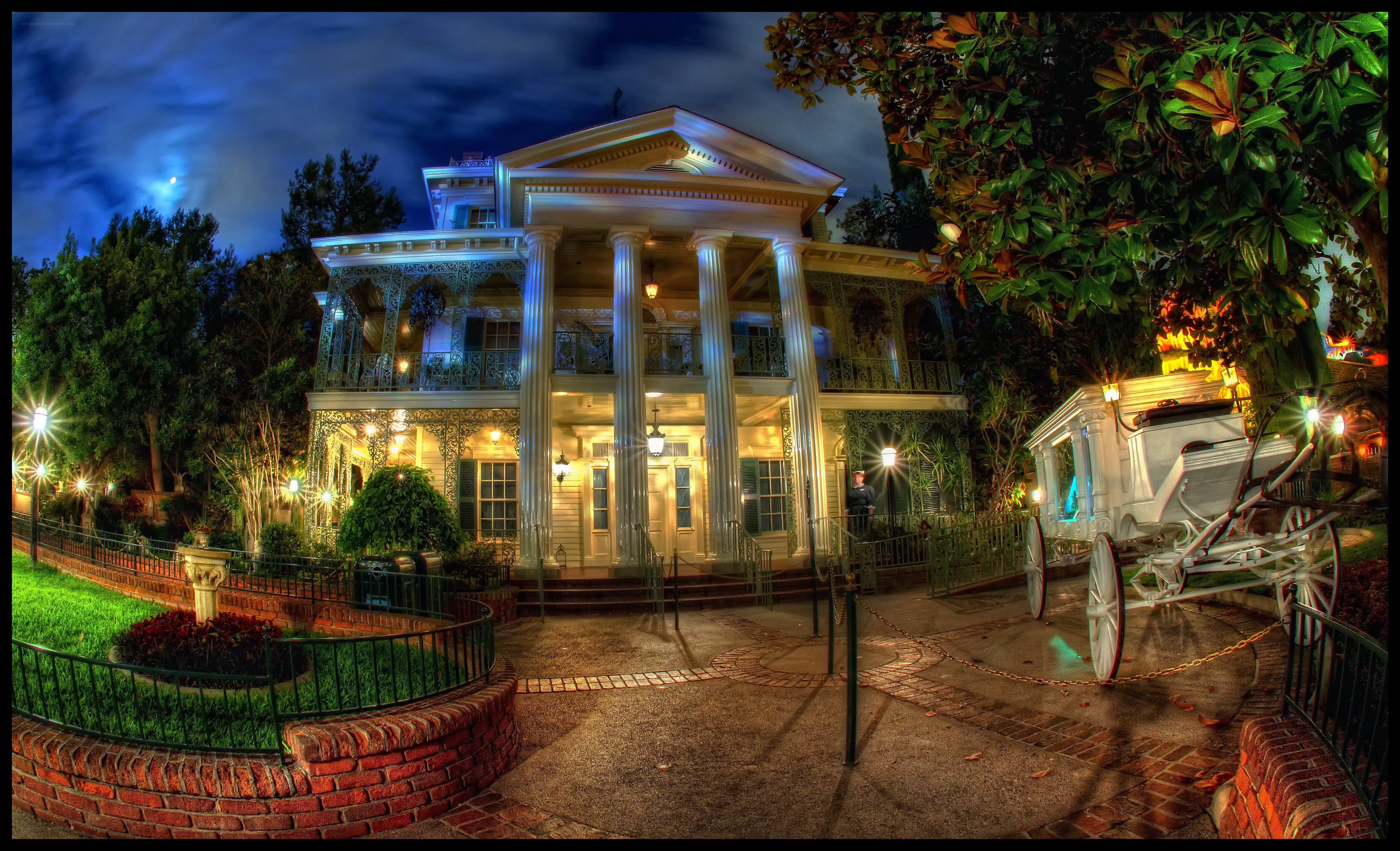 Haunted Mansion at night