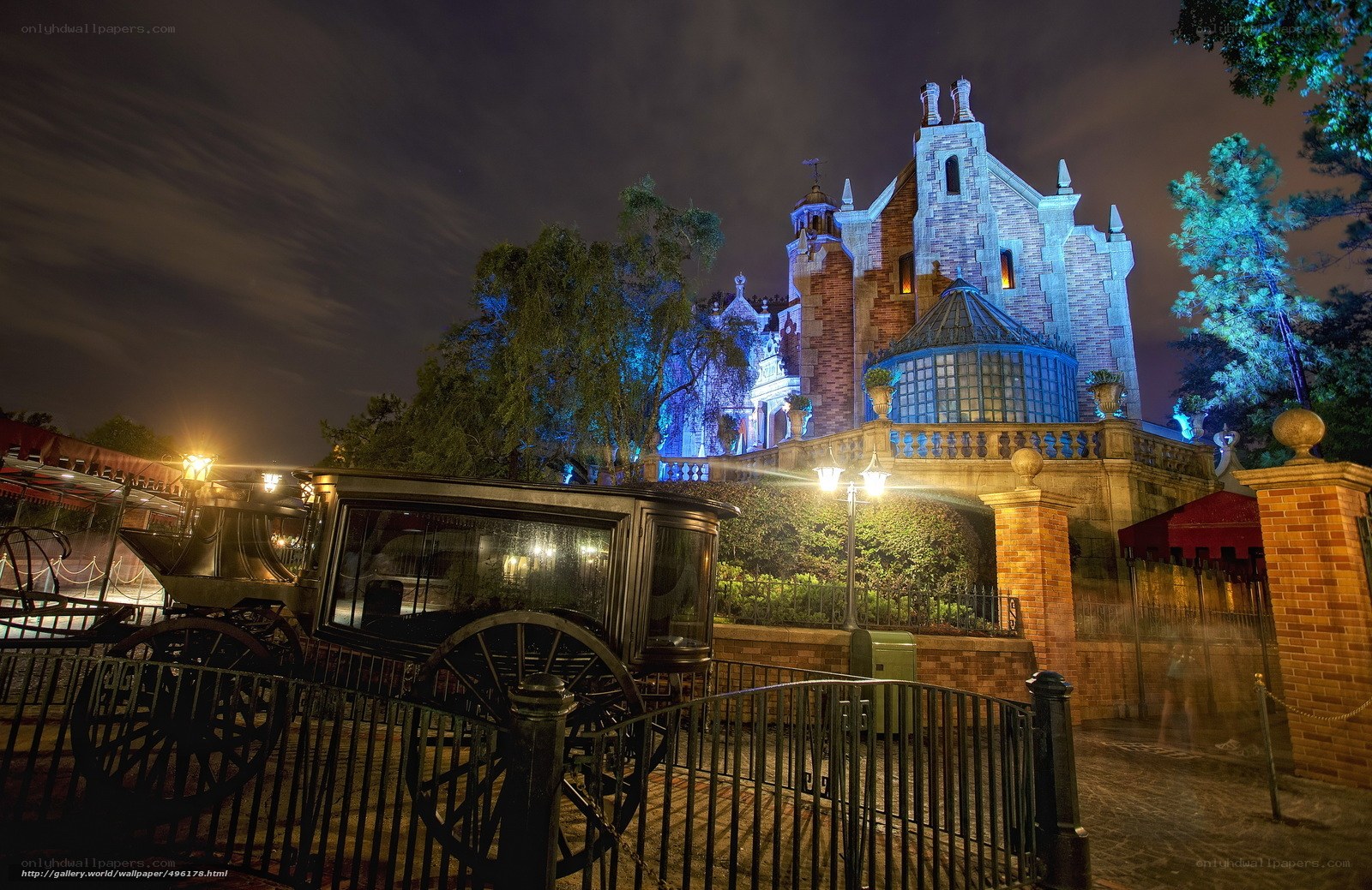Haunted Mansion at night
