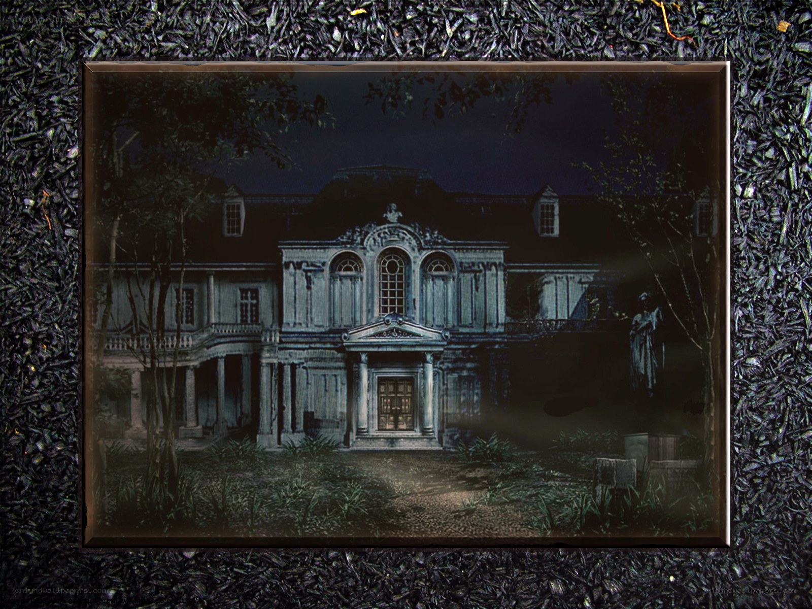 haunted mansion at night