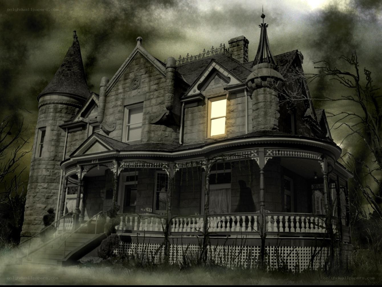 haunted mansion at night