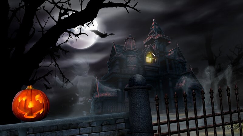 Haunted Mansion at Night — Black