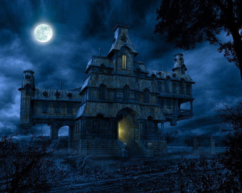 Haunted Mansion at Night — Blue, Dark
