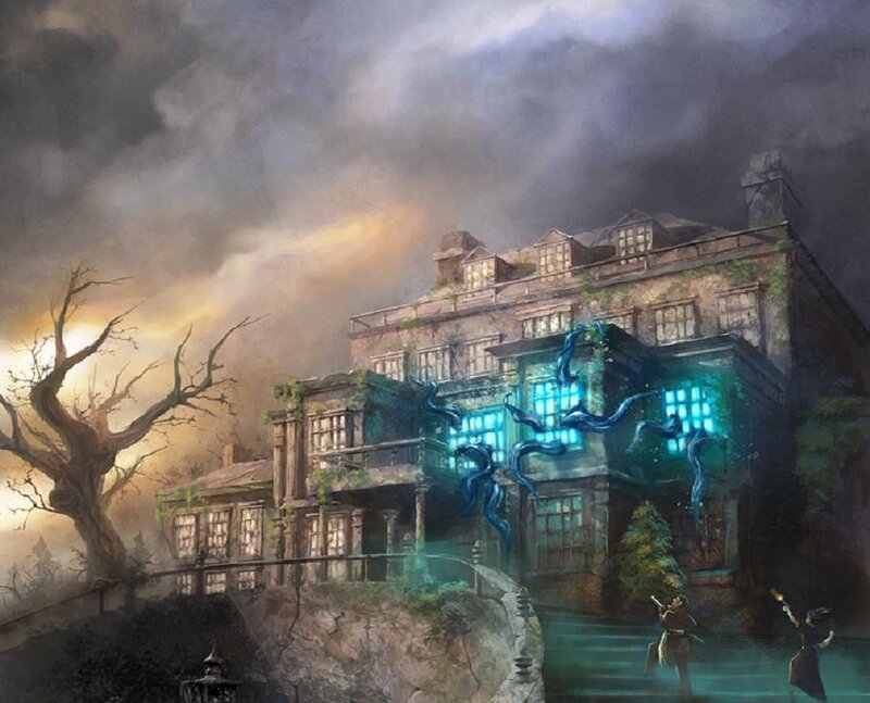 Haunted Mansion at Night — Dark Blue, Dramatic