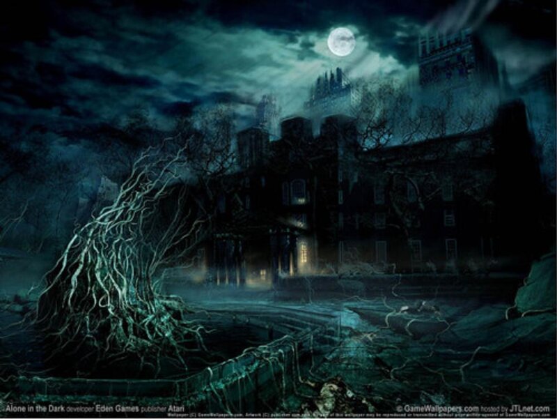 Haunted Mansion at Night — Dark Blue, Eerie, Dark