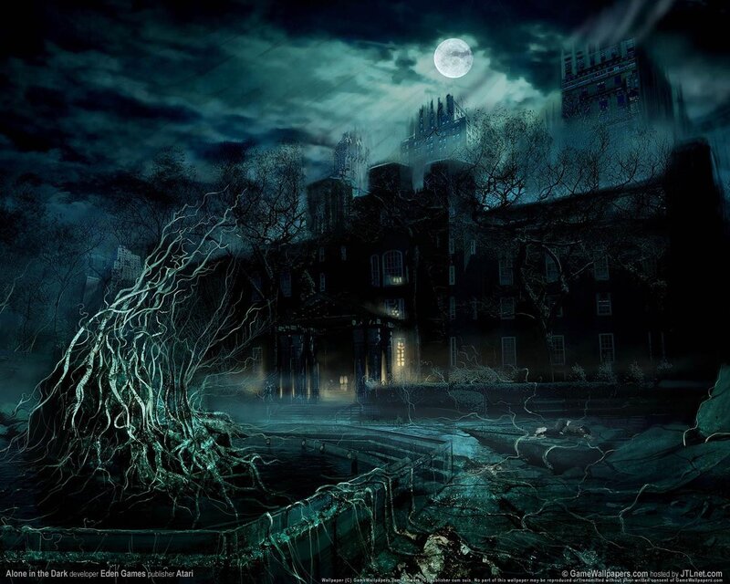 Haunted Mansion at Night — Dark Blue, Eerie, Mysterious