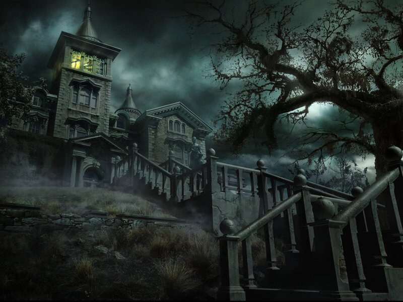 Haunted Mansion at Night — Gray