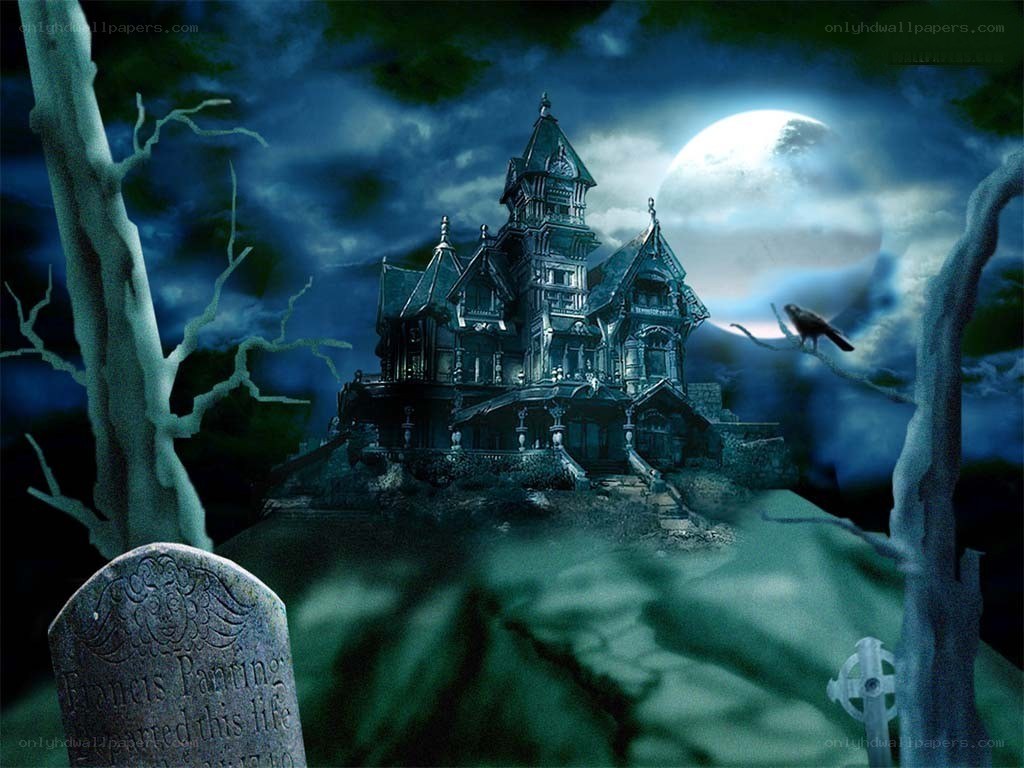 haunted mansion under moonlight