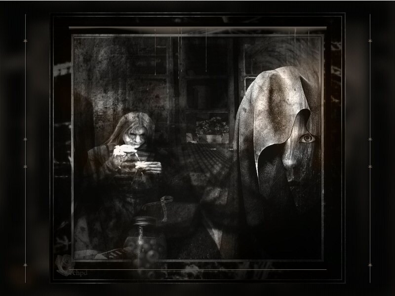 haunted room with ghostly figures