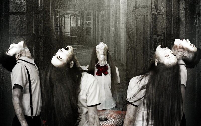 haunted school hallway scene