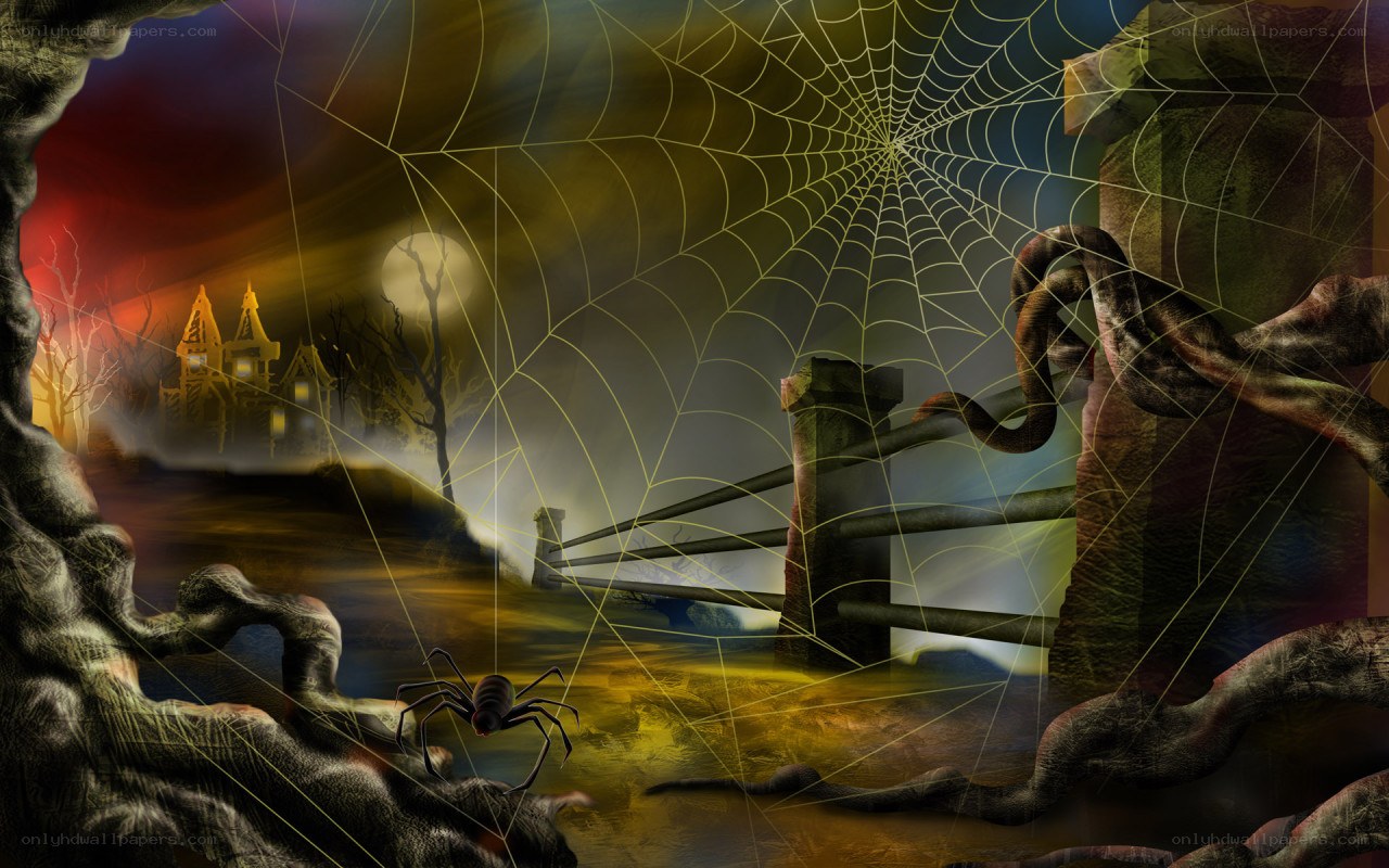 haunted spider web scene