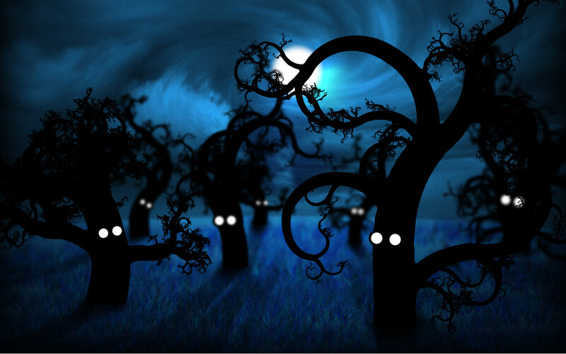 haunted trees at night