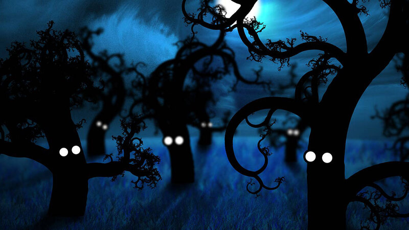 haunted trees at night