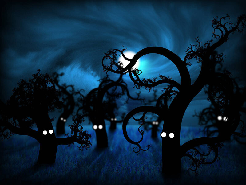 haunted trees at night