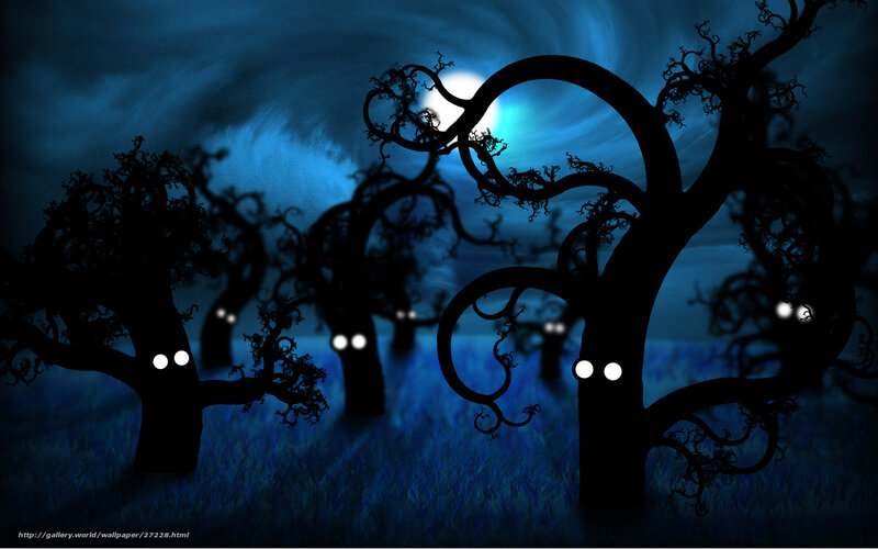 haunted trees at night