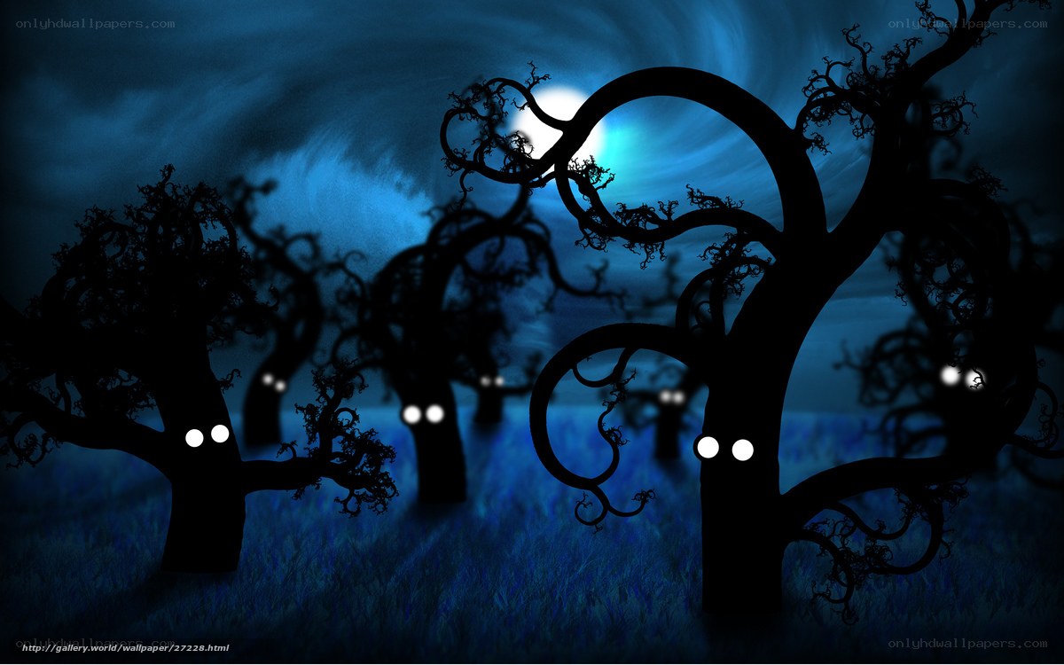 haunted trees at night