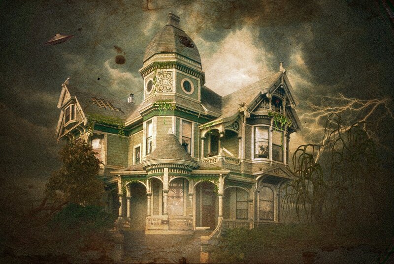Haunted Victorian House — Green, Dark