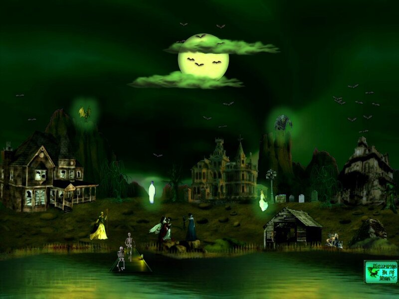 Haunted Village at Night — Green