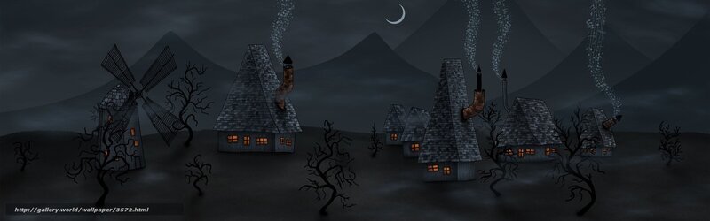 haunted village at night
