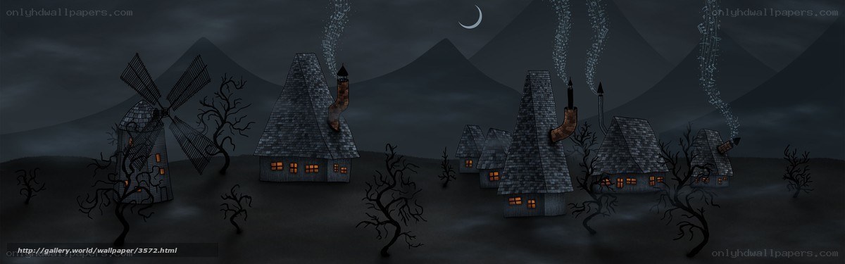 haunted village at night
