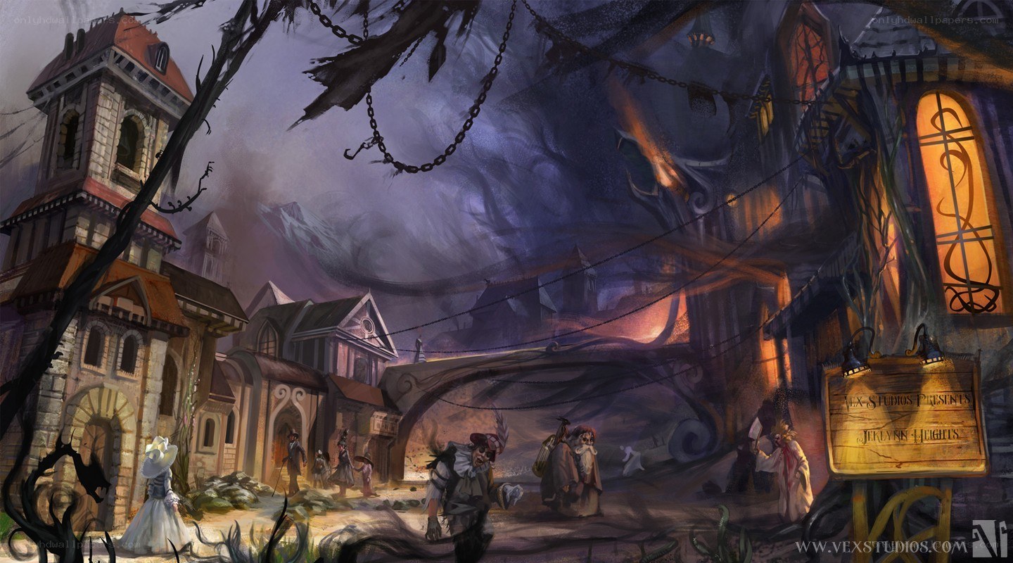 haunted village concept art