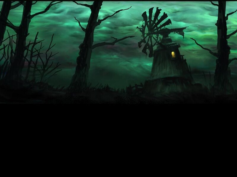 haunted windmill at night