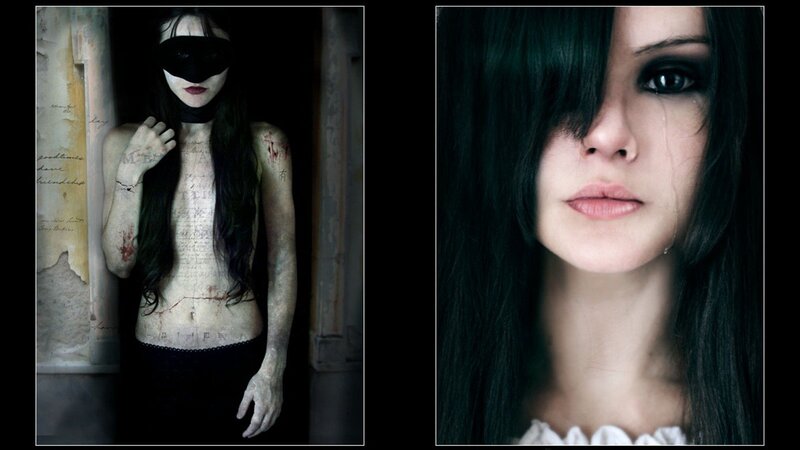 haunted woman with mask
