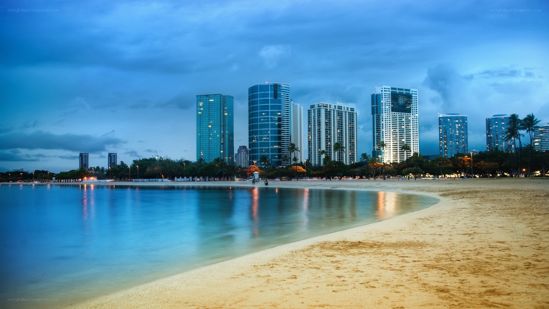 Hawaii beach at dusk