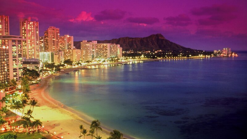 Hawaii beach at dusk