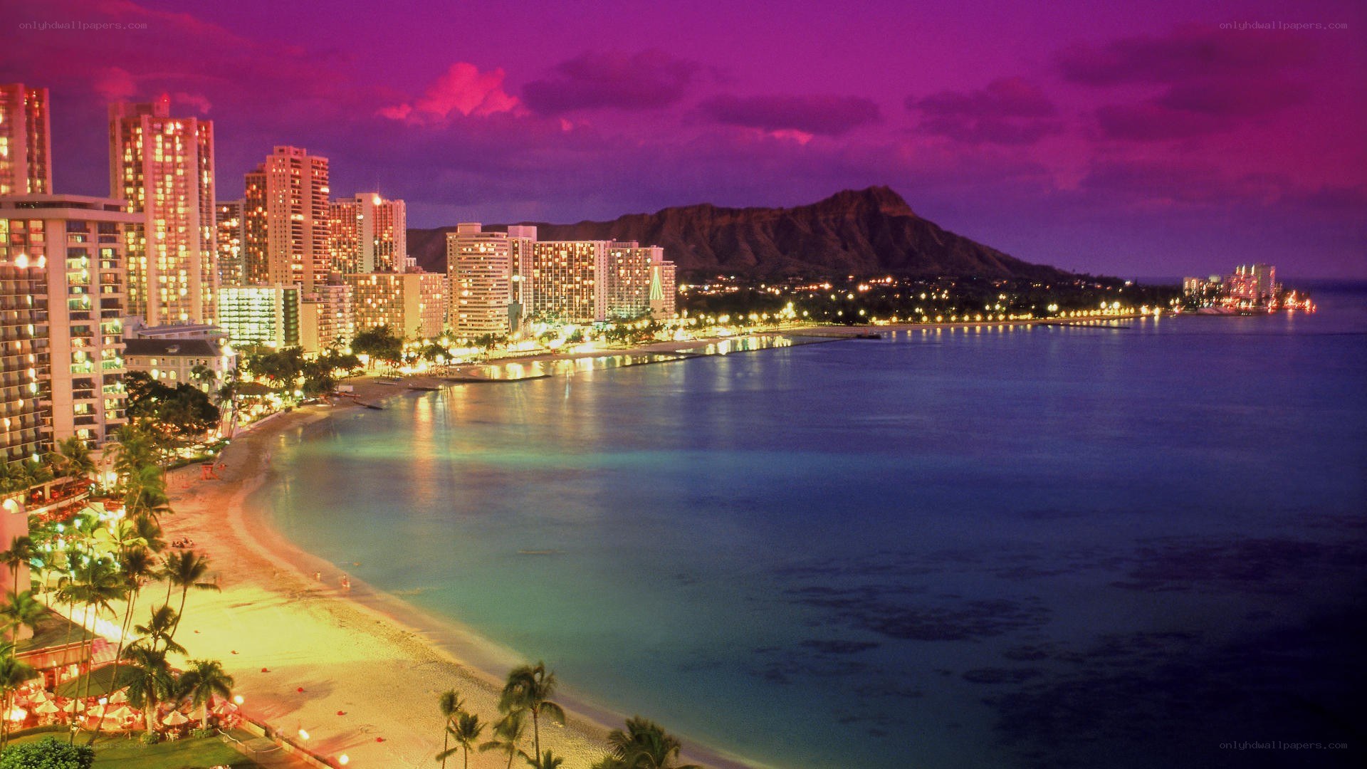 Hawaii beach at dusk