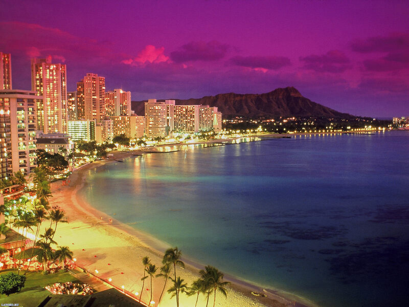 Hawaii Beach at Dusk — Purple, Serene