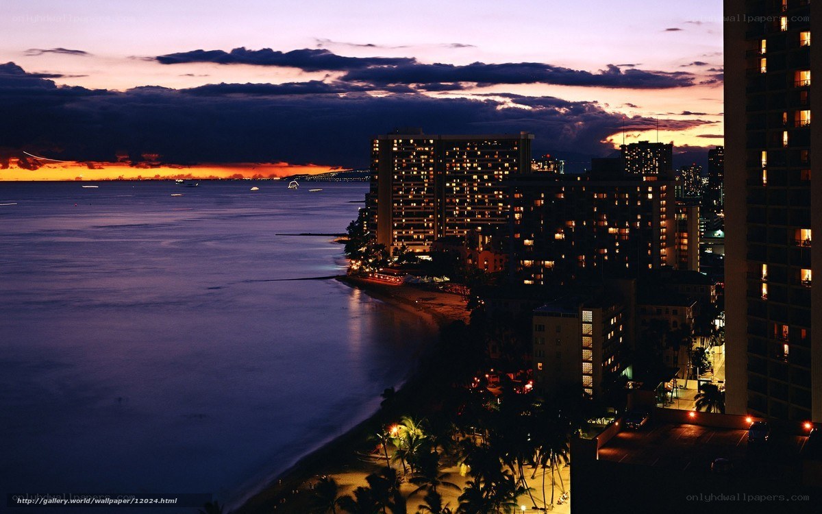 Hawaii beach at dusk