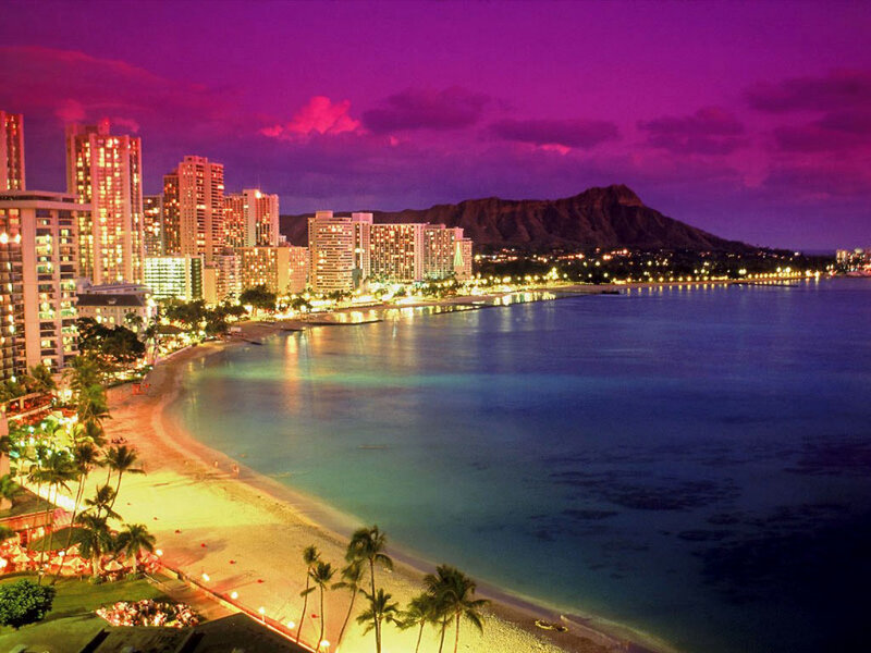 Hawaii Beach at Night — Purple, Dramatic