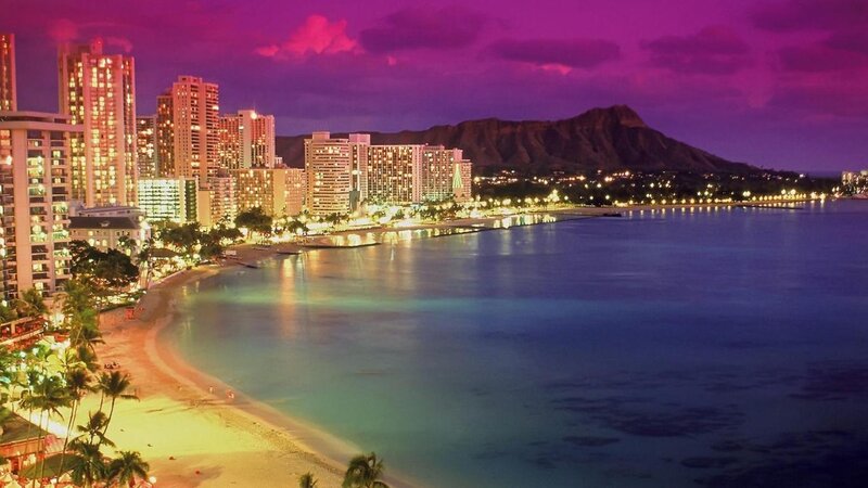 Hawaii Beach at Night — Purple, Serene